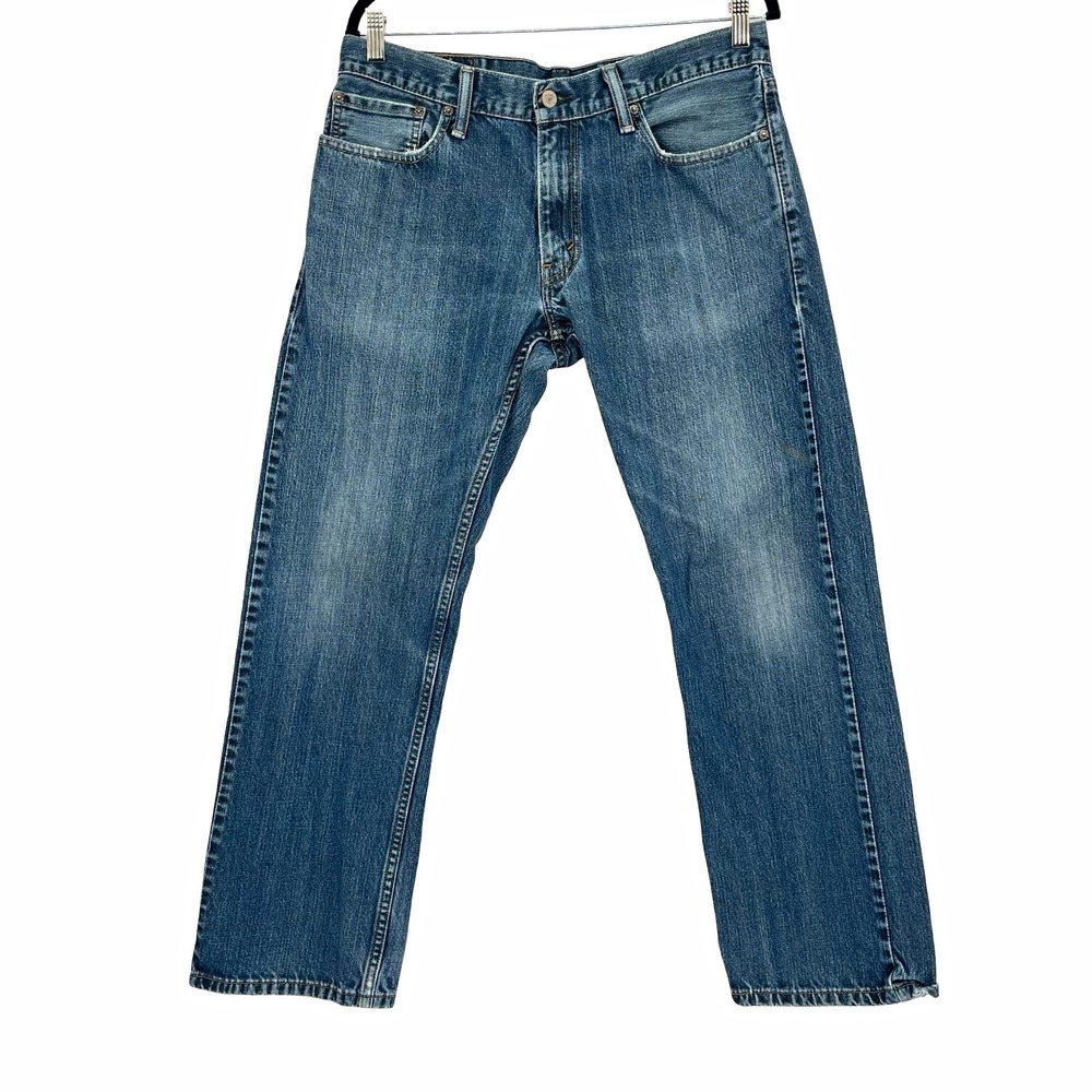 Levi's 514 Men's Jeans 34x30 Blue Denim Straight Leg 100% Cotton Distressed Hem